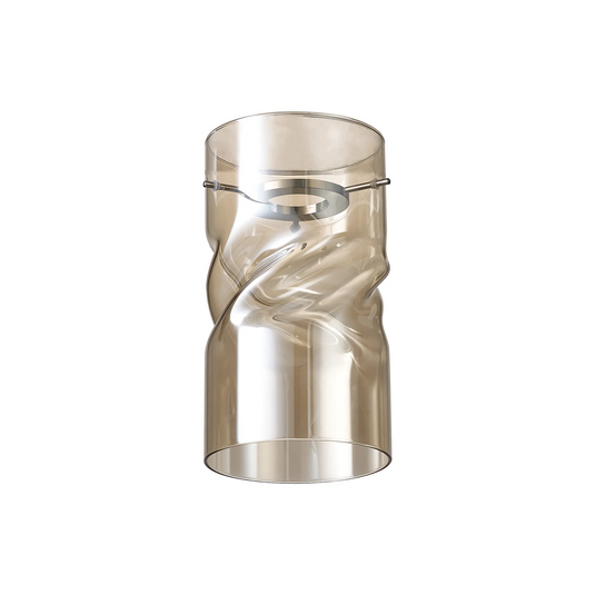 C-Lighting Budapest 120 x 220mm Twisted Cylinder Cognac Glass Shade c/w Polished Chrome 3 Rod Suspension Plate - 61639