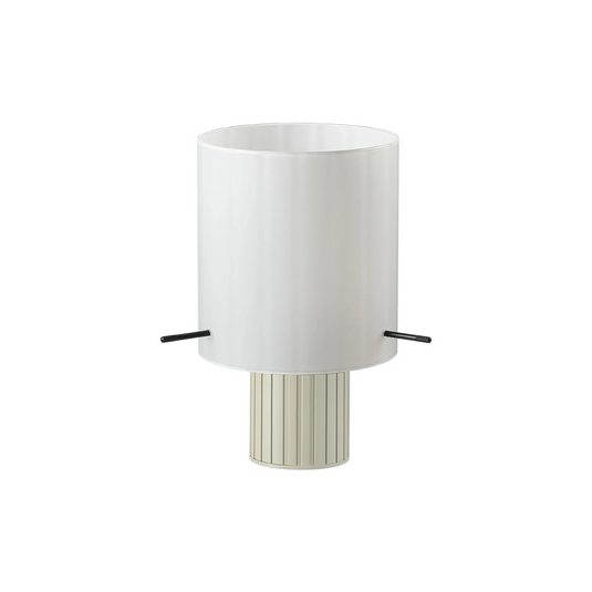 C-Lighting Bridge Ribbed Table Lamp, 1 Light E27, Painted Beige/Gloss White Wide Line Glass -