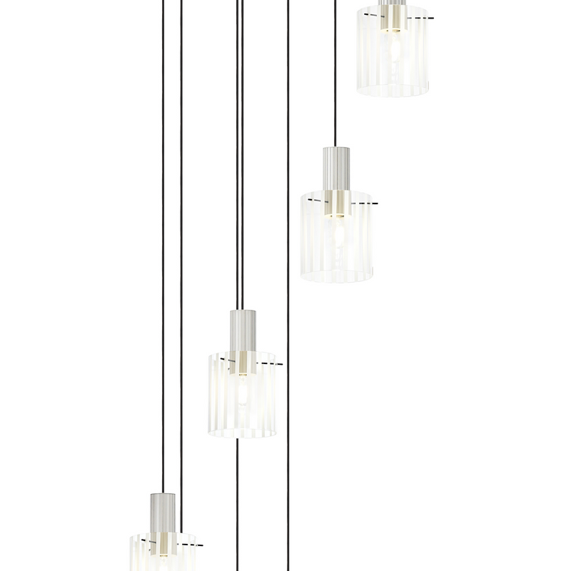 Load image into Gallery viewer, C-Lighting Bridge Ribbed Round Pendant, 9 Light Adjustable E27, Painted Beige/Frosted Wide Line Glass -
