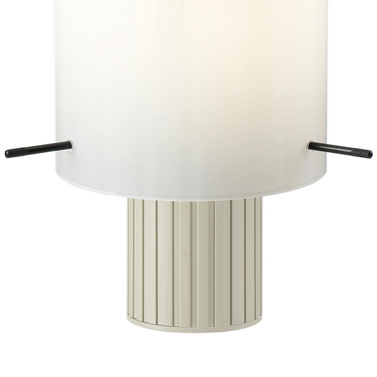 C-Lighting Bridge Ribbed Table Lamp, 1 Light E27, Painted Beige/Gloss White Wide Line Glass -