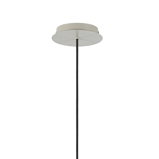 C-Lighting Bridge Ribbed Single Pendant, 1 Light Adjustable E27, Painted Beige/Smoke Wide Line Glass -