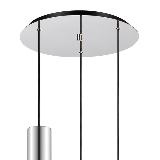 C-Lighting Bridge Round Pendant, 3 Light Adjustable E27, Polished Nickel/Black/Smoke Fade Glass - 61036