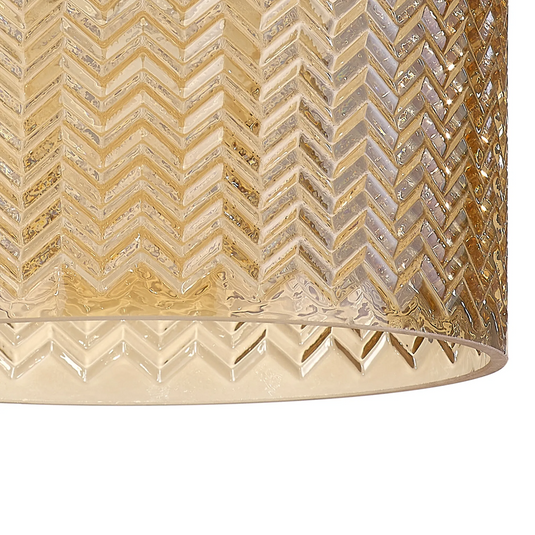 C-Lighting Budapest 170mm x 110mm amber Plated Chevron Pattern Drum Glass Shade - 61628