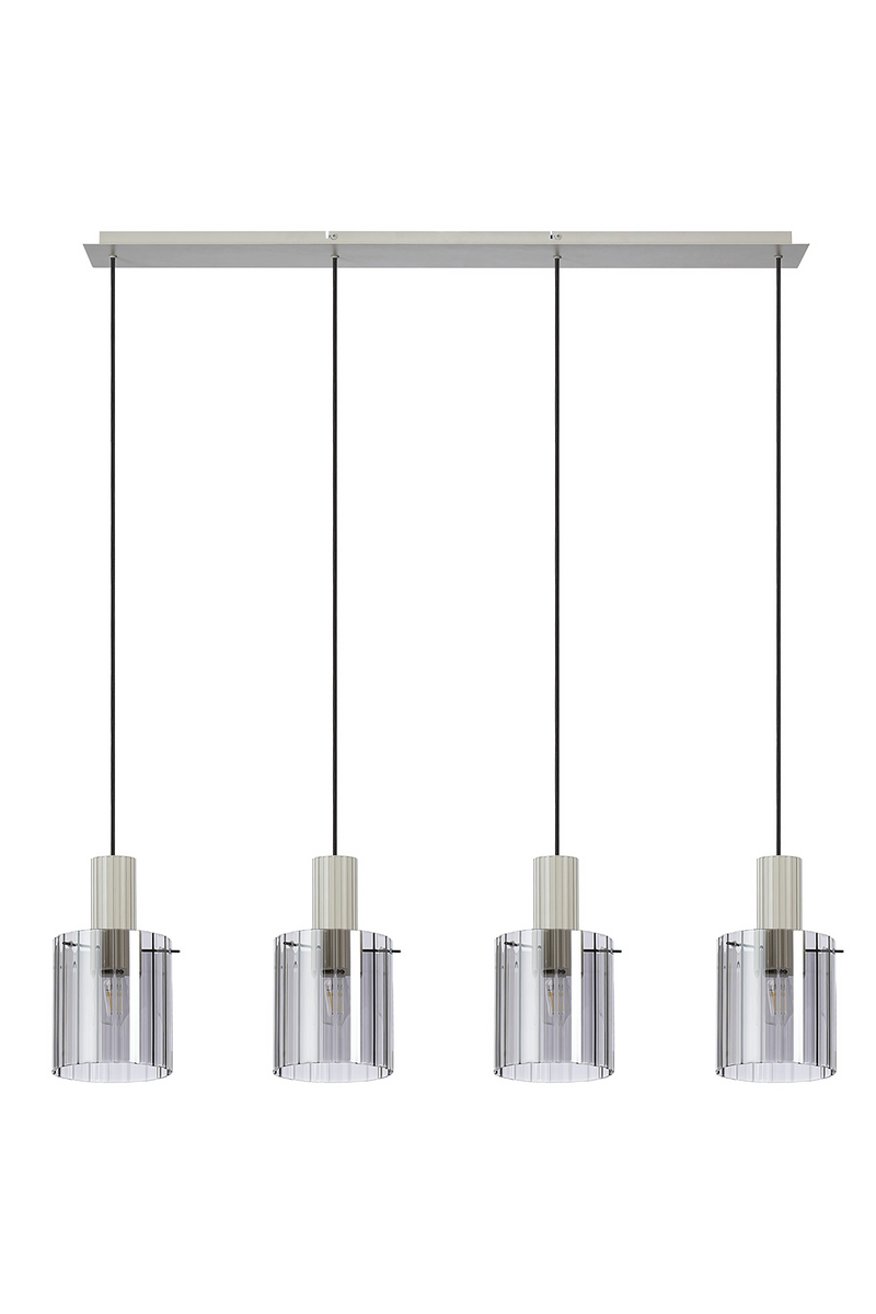 Load image into Gallery viewer, C-Lighting Bridge Ribbed Linear Pendant, 4 Light Adjustable E27, Painted Beige/Smoke Wide Line Glass -
