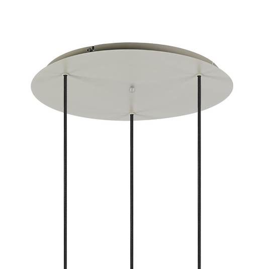 C-Lighting Bridge Ribbed Round Pendant, 3 Light Adjustable E27, Painted Beige/Smoke Wide Line Glass-