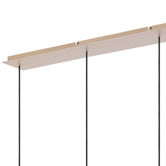 C-Lighting Bridge Ribbed Linear Pendant, 4 Light Adjustable E27, Light Gold/Amber Wide Line Glass -