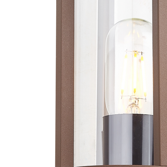 C-Lighting Zande Cylinder Wall Lamp With PIR Sensor, 1 x E27, IP44, Dark Brown/Clear - 59747