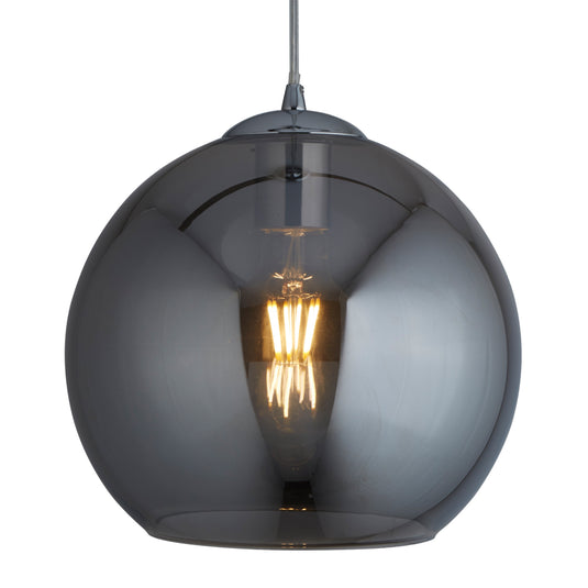 Searchlight 1621SM Balls 1Lt Round Pendant (25Cm Dia), Smoked Glass, Chrome - 24330