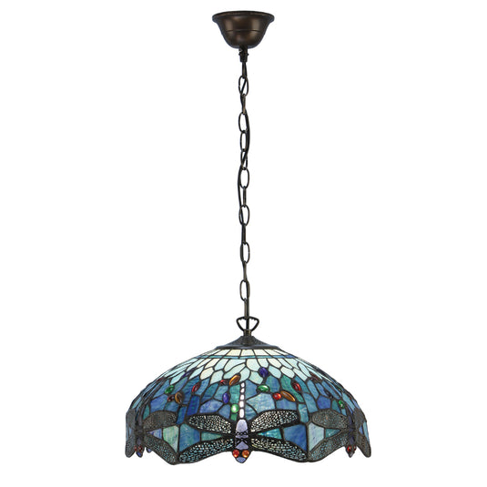 Interiors 1900 64080 Dragonfly Blue Medium 3 Light Pendant