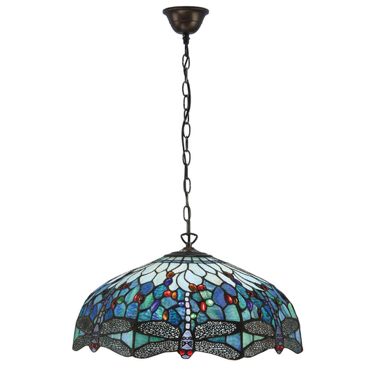 Interiors 1900 66148 Dragonfly Blue Large 3 Light Pendant