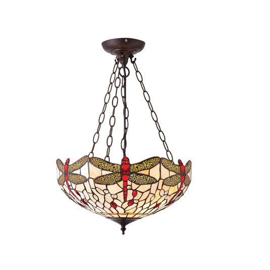Interiors 1900 70759 Dragonfly Beige Medium Inverted 3 Light Pendant