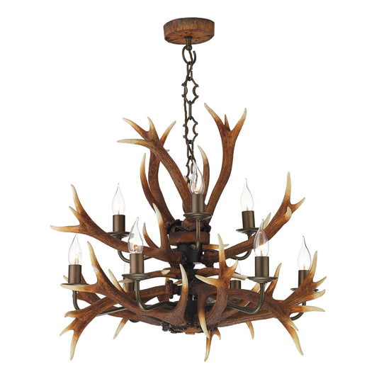 David Hunt Lighting ANT1329 Antler 9 Light Tiered Pendant