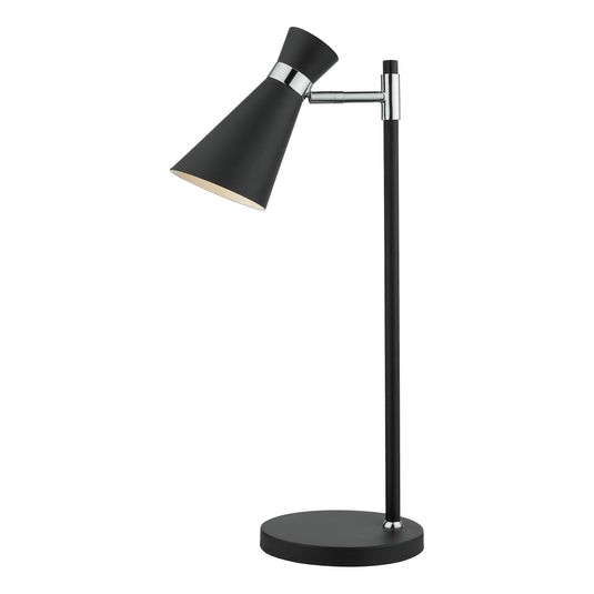 Dar Lighting ASH4122 Ashworth Table Lamp Matt Black & Polished Chrome - 21806