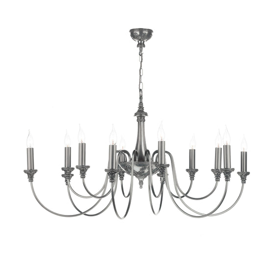 David Hunt Lighting BAI1267 Bailey 12 Light Pendant in Pewter
