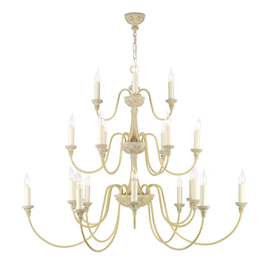 David Hunt Lighting BAI2145 Bailey 21 Light Chandelier Antique Cream