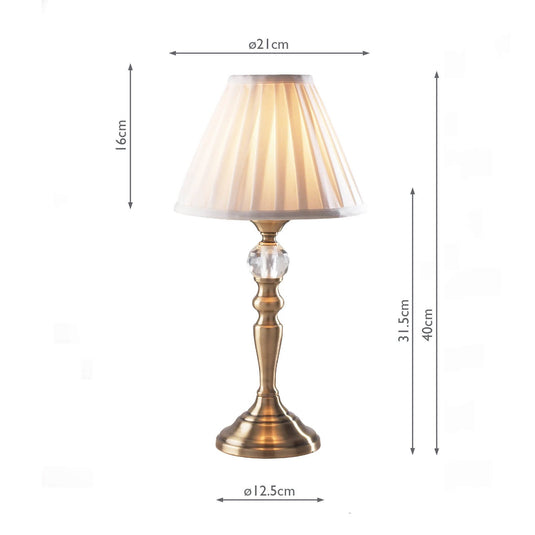 Dar Lighting BEA4075 Beau Touch Table Lamp Antique Brass With Shade - 12848
