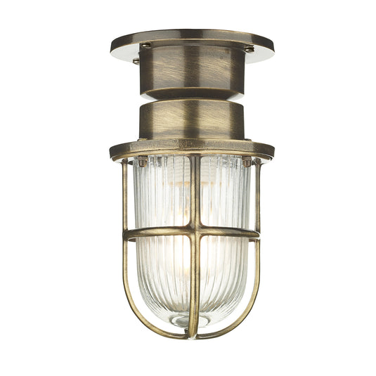 David Hunt Lighting COA0175 Coast 1Lt Ceiling Light Antique Brass IP44
