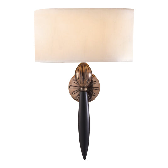 David Hunt Lighting CON0763 Contour Wall Light Black Bronze complete with White Linen Shade