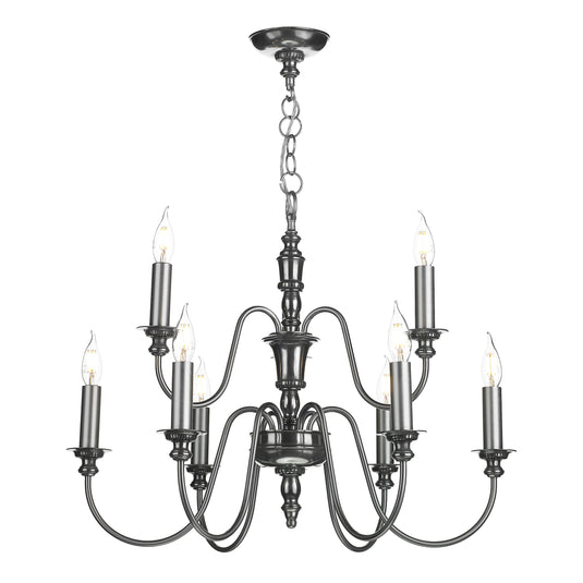 David Hunt Lighting DIC1367 Dickens 9 Light Pendant in Pewter
