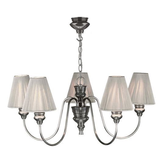 David Hunt Lighting DOR0567 Doreen 5 Light Pendant Pewter complete with String Shades