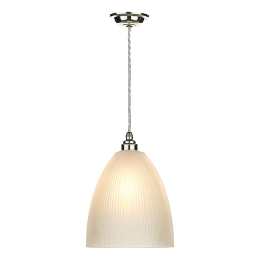 David Hunt Lighting DUX0150 Duxford 1 Light Pendant Nickel Chrome complete with Glass