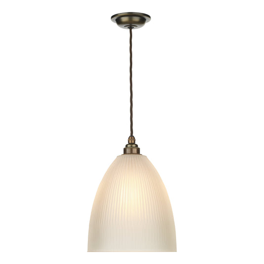 David Hunt Lighting DUX0175 Duxford 1 Light Pendant Antique Brass complete with Glass