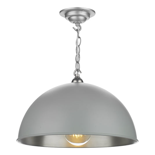 David Hunt Lighting EAL8639 Ealing 1 Light Pendant in Powder grey, with chrome inner