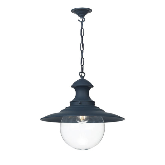 David Hunt Lighting EP23 Station 1 Light Pendant Smoke Blue