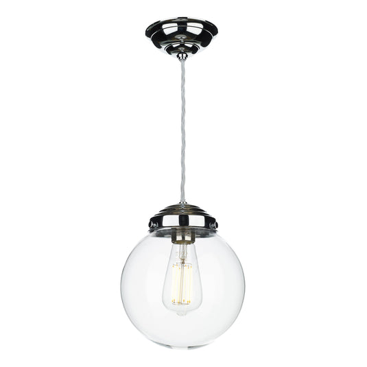 David Hunt Lighting FAI8650 FAIRFAX Small single pendant in Polished Chrome with clear glass