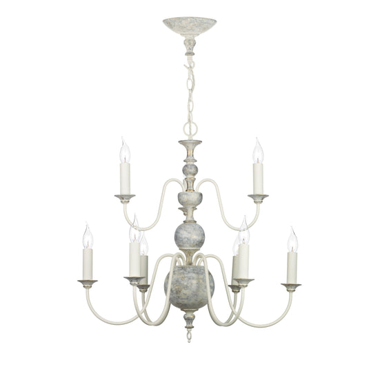 David Hunt Lighting FLE1312 Flemish 9 Light Pendant Distressed Powder Grey/Gold