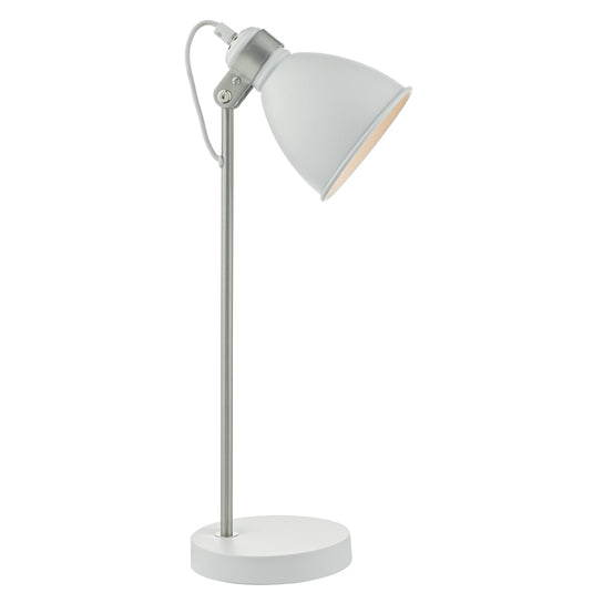 Dar Lighting FRE4202 Frederick Task Lamp White & Satin Chrome - 22678