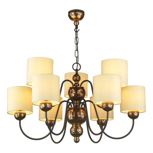 David Hunt Lighting GAR1315 Garbo 9 Light Pendant Bronze complete with Cream Shades