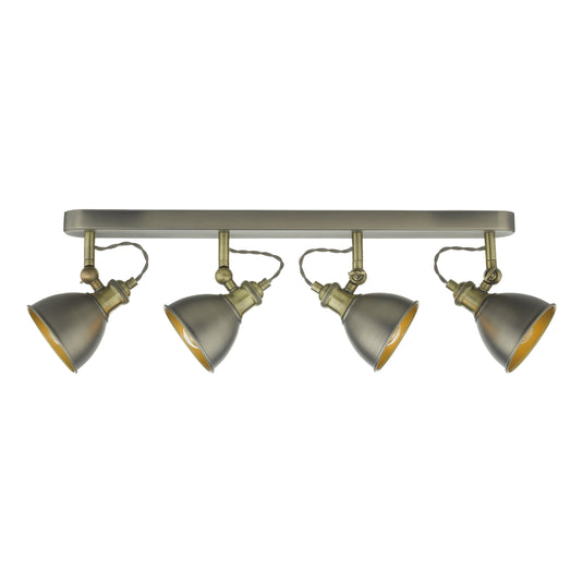 Dar Lighting GOV8461 Governor 4 Light Bar Spotlight Antique Chrome Antique Brass - 28346