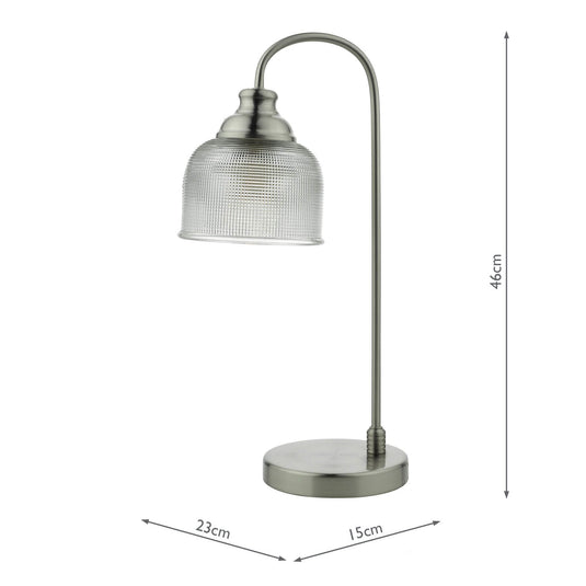 Dar Lighting HEC4238 Hector Table Lamp Satin Nickel Decorative Glass - 37139