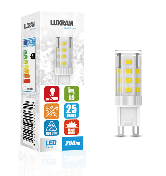 Pixy LED G9 Dimmable 4W 3000K Warm White, 350lm, Clear Finish, 3yrs Warranty