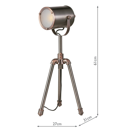 Dar Lighting JAK4021 Jake Task Table Lamp Antique Silver And Copper - 26952