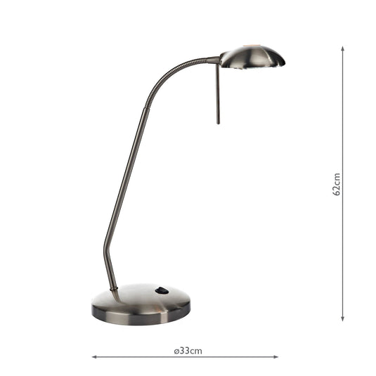 Dar Lighting JOU4046 Journal Table Lamp Satin Chrome - 8504