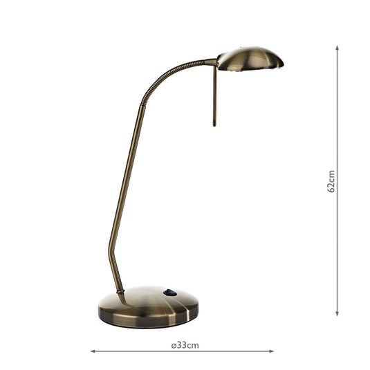 Dar Lighting JOU4075 Journal Table Lamp Antique Brass - 8586