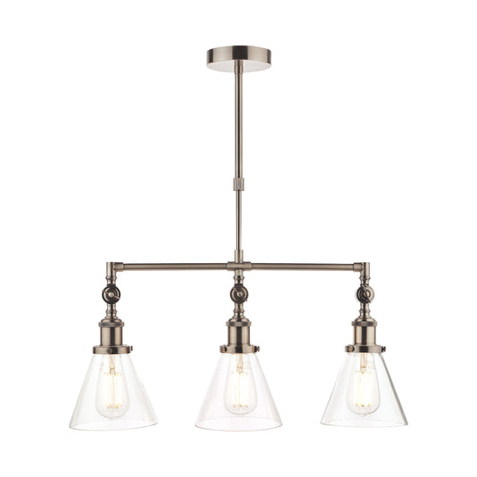 Laura Ashley LA3650343-Q Isaac Industrial Nickel 3 Light Bar Pendant Ceiling Light