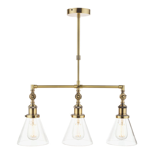 Laura Ashley LA3688629-Q Isaac Antique Brass 3 Light Bar Pendant Ceiling Light