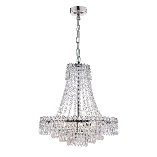 Laura Ashley LA3691119-Q Enid Polished Nickel & Cut Glass 5 Light Chandelier