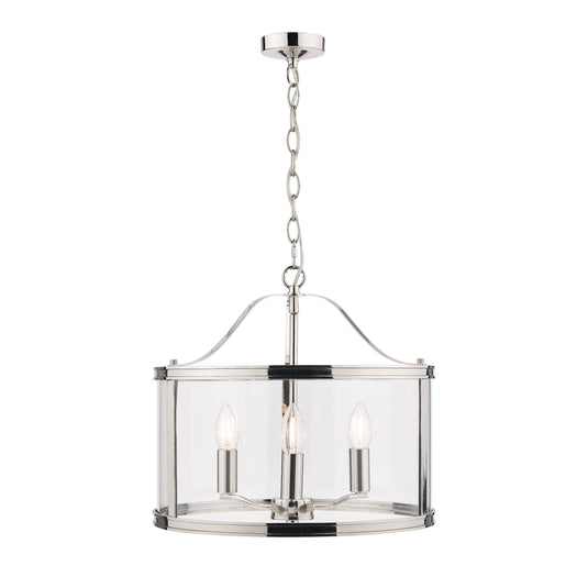 Laura Ashley LA3713744-Q Harrington Polished Nickel 3 Light Lantern Ceiling Light