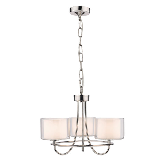 Laura Ashley LA3724943-Q Southwell Polished Nickel 3 Light Chandelier & Glass Shades