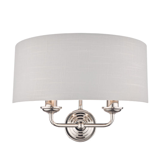 Laura Ashley LA3727710-Q Sorrento Polished Nickel 2 Light Wall Light with Silver Shade