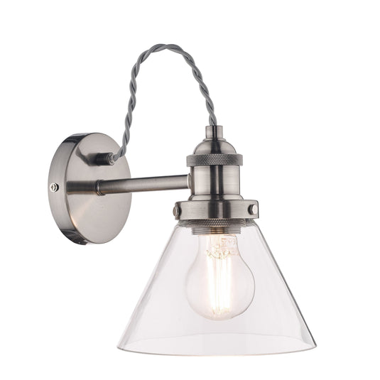 Laura Ashley LA3727741-Q Isaac Satin Nickle 1 Light Wall Light