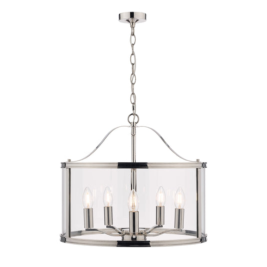 Laura Ashley LA3732127-Q Harrington Polished Nickel 5 Light Lantern Ceiling Light