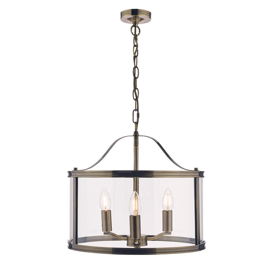 Laura Ashley LA3734640-Q Harrington Antique Brass 3 Light Lantern Ceiling Light