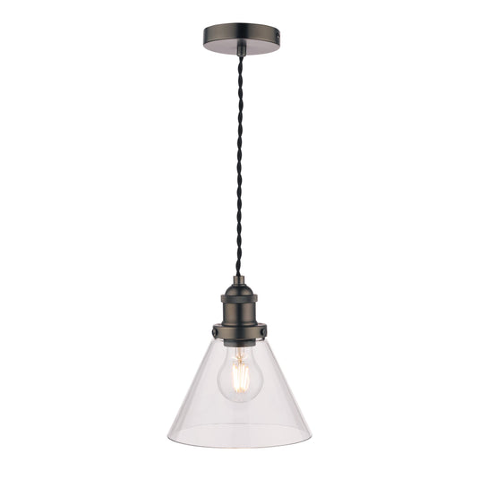 Laura Ashley LA3742245-Q Isaac Industrial Nickel 1 Light Pendant Ceiling Light
