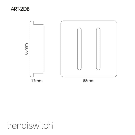 Trendi Switch ART-2DBMG, Artistic Modern 2 Gang Doorbell Moss Green Finish, BRITISH MADE, (25mm Back Box Required), 5yrs Warranty - 53580