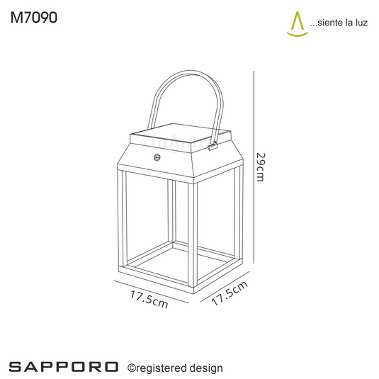 Mantra M7090 Sapporo Small Solar Portable Lantern, 3W LED, 3000K, 238lm, IP54, Graphite, 3yrs Warranty